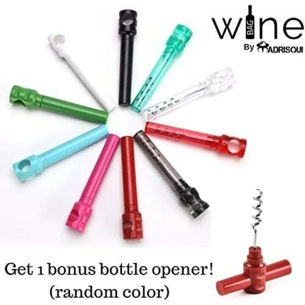 Set of 4 Elegant Wine Gift Bags w/ Bonus Corkscrew Bottle - Printed Luxury Bags